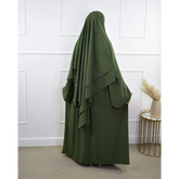 Olijfgroen jilbab van Khimar en Abayaset Nora, stijlvolle modest kleding